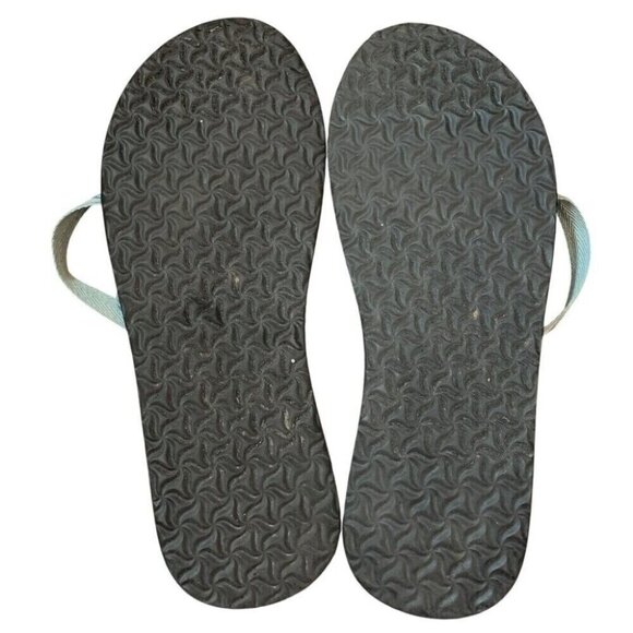 Teva olowahu Sandals Womens 8 Teal Blue Black Flip Flips Shoes Patterned - Picture 5 of 7